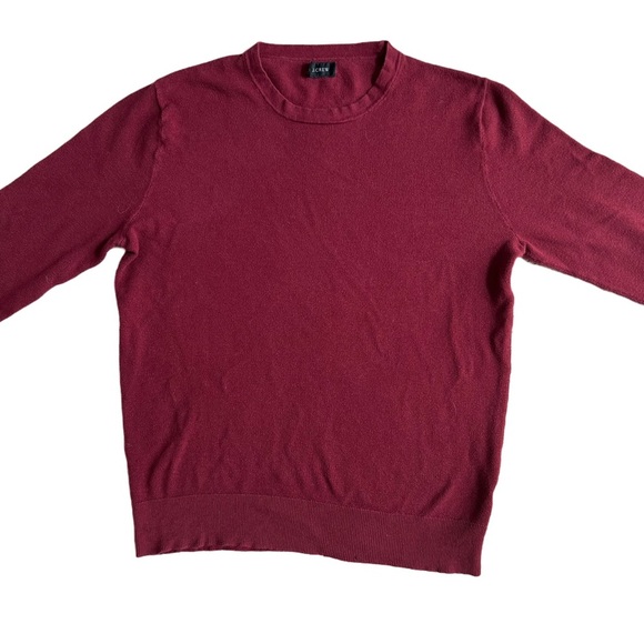 J CREW BURGUNDY LONG SLEEVE CASHMERE BLEND CREWNECK SWEATER SIZE MEDIUM - Picture 3 of 7